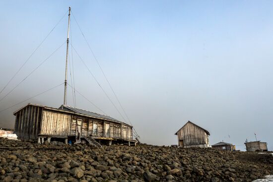 Tikhaya Bay polar station on Hooker Island, part of Franz Josef Land archipelago