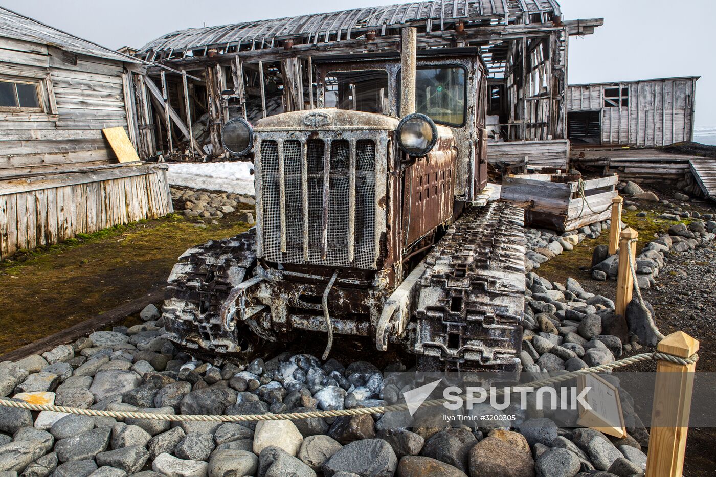 Tikhaya Bay polar station on Hooker Island, part of Franz Josef Land archipelago