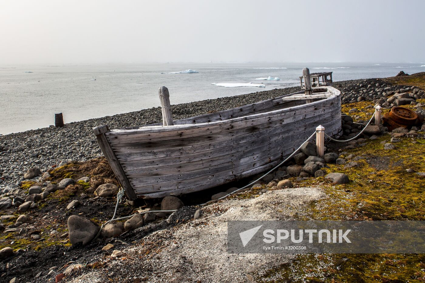 Tikhaya Bay polar station on Hooker Island, part of Franz Josef Land archipelago