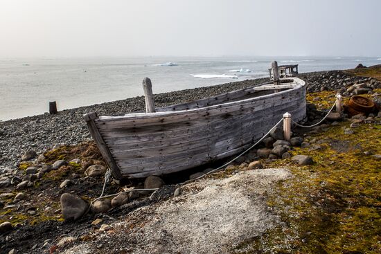 Tikhaya Bay polar station on Hooker Island, part of Franz Josef Land archipelago
