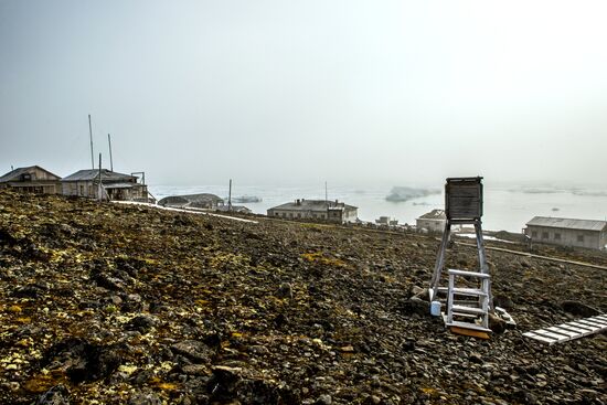 Tikhaya Bay polar station on Hooker Island, part of Franz Josef Land archipelago