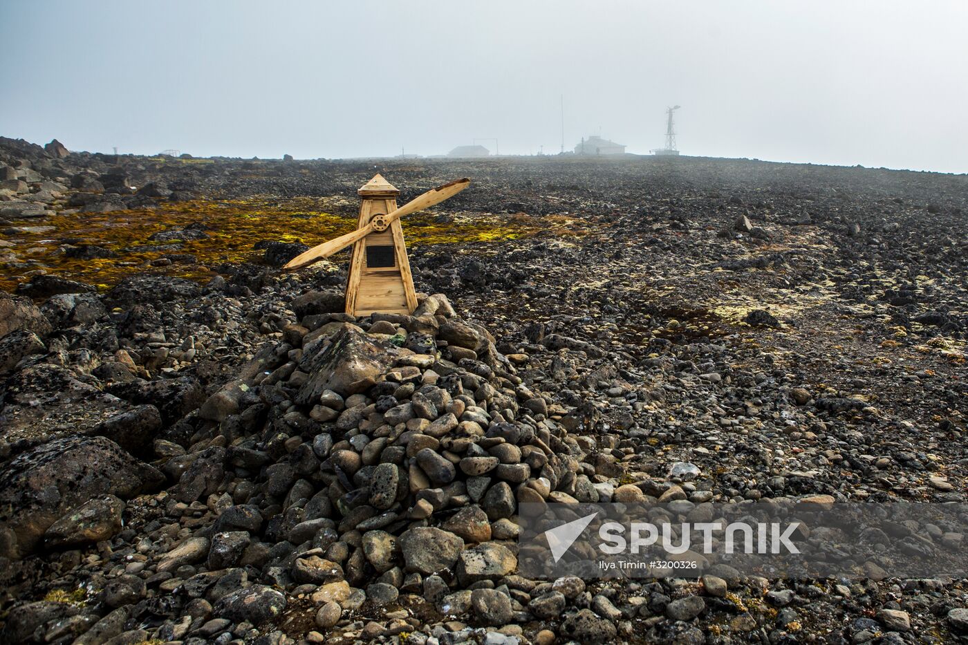 Tikhaya Bay polar station on Hooker Island, part of Franz Josef Land archipelago
