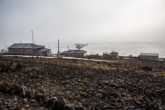 Tikhaya Bay polar station on Hooker Island, part of Franz Josef Land archipelago