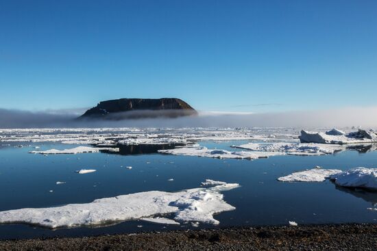 Tikhaya Bay polar station on Hooker Island, part of Franz Josef Land archipelago