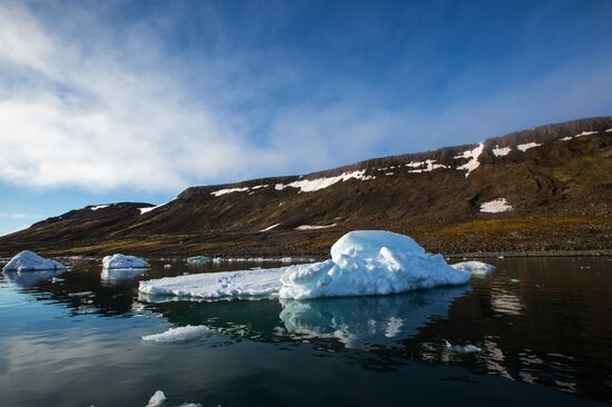 Tikhaya Bay polar station on Hooker Island, part of Franz Josef Land archipelago