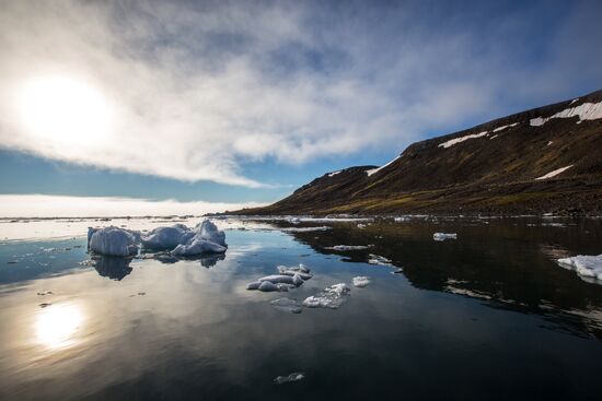 Tikhaya Bay polar station on Hooker Island, part of Franz Josef Land archipelago