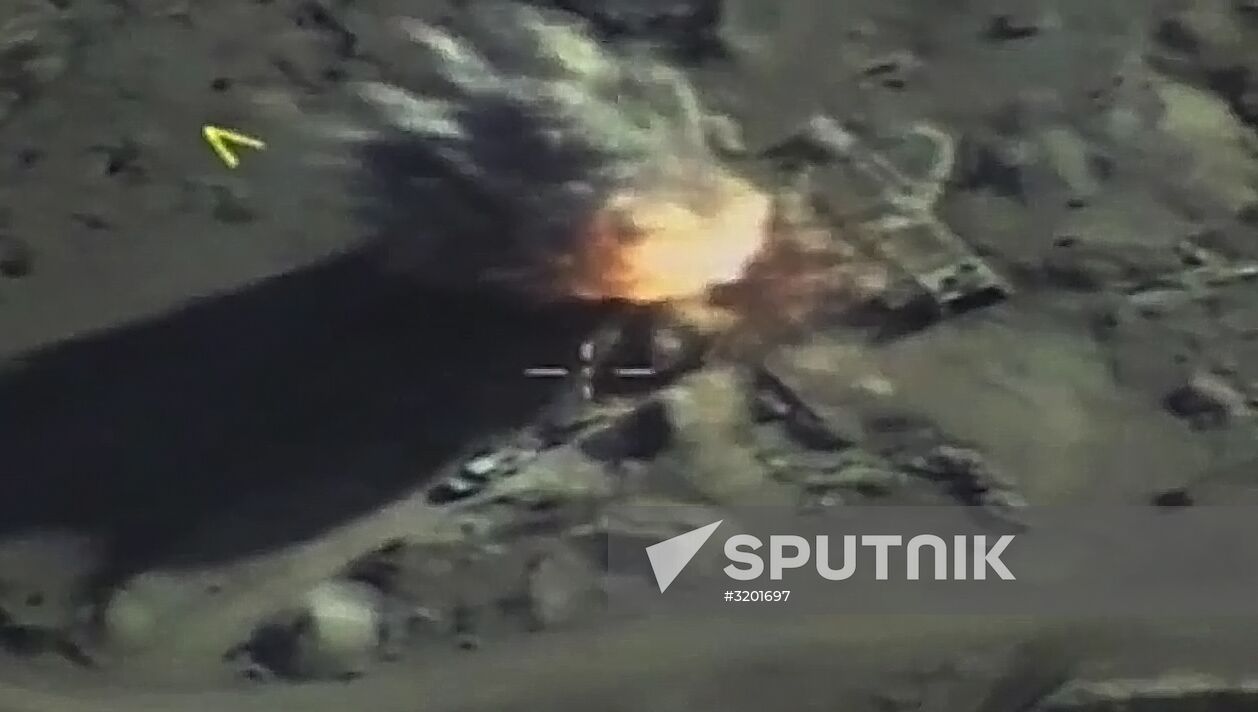 Russian Aerospace Forces' air attack on terrorists and their military equipment in Idlib Governorate