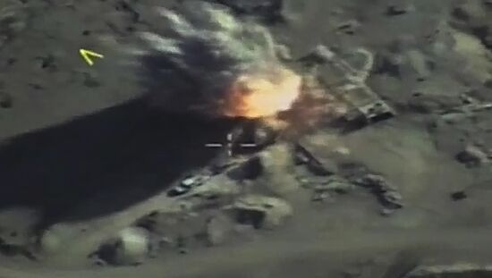 Russian Aerospace Forces' air attack on terrorists and their military equipment in Idlib Governorate