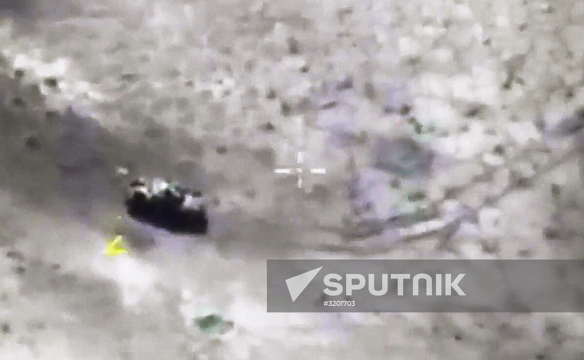 Russian Aerospace Forces' air attack on terrorists and their military equipment in Idlib Governorate