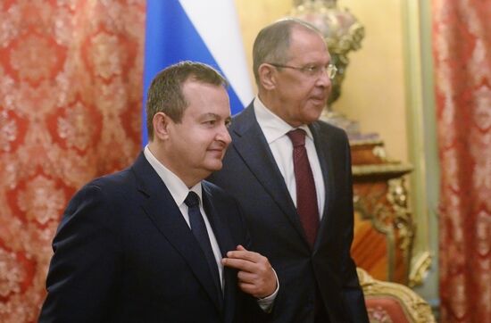 Russian Foreign Minister Sergei Lavrov meets with Serbian counterpart, Ivica Dacic