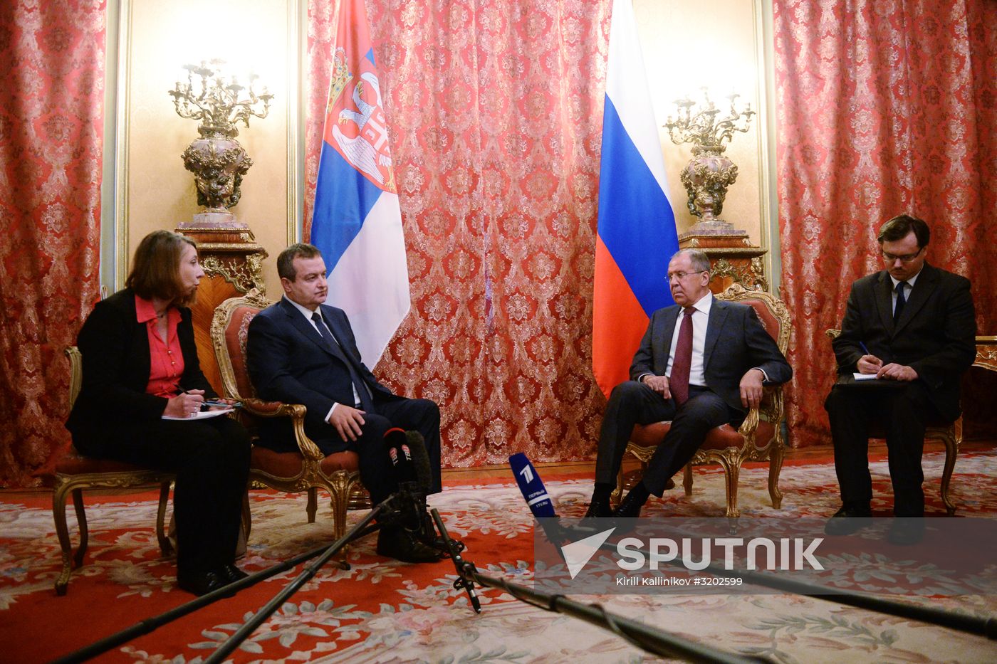 Russian Foreign Minister Sergei Lavrov meets with Serbian Foreign Minister Ivica Dacic
