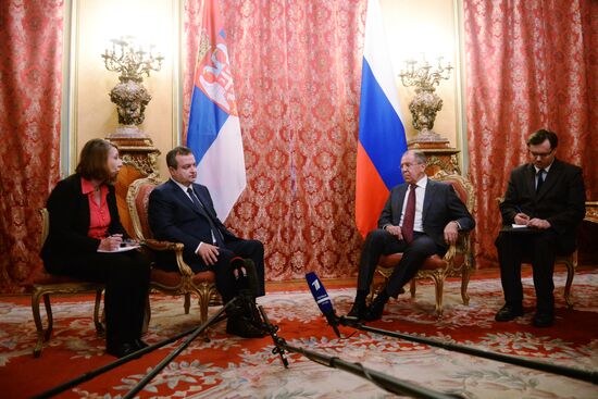 Russian Foreign Minister Sergei Lavrov meets with Serbian Foreign Minister Ivica Dacic