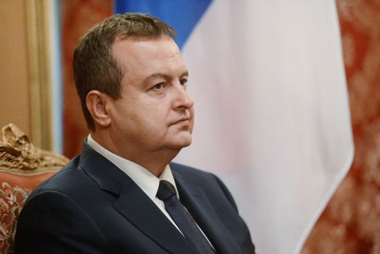 Russian Foreign Minister Sergei Lavrov meets with Serbian Foreign Minister Ivica Dacic