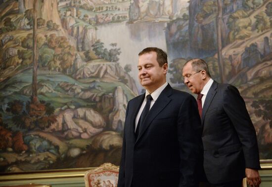 Russian Foreign Minister Sergei Lavrov meets with Serbian counterpart, Ivica Dacic