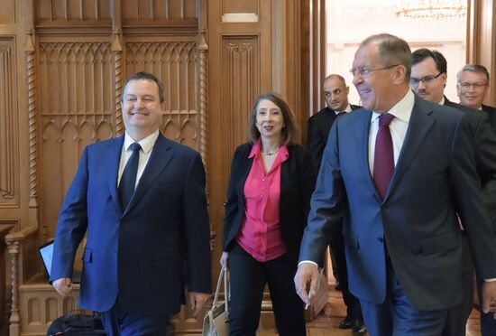 Russian Foreign Minister Sergei Lavrov meets with Serbian counterpart, Ivica Dacic