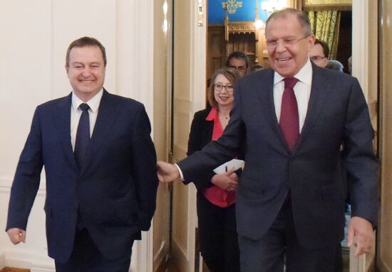 Russian Foreign Minister Sergei Lavrov meets with Serbian counterpart, Ivica Dacic