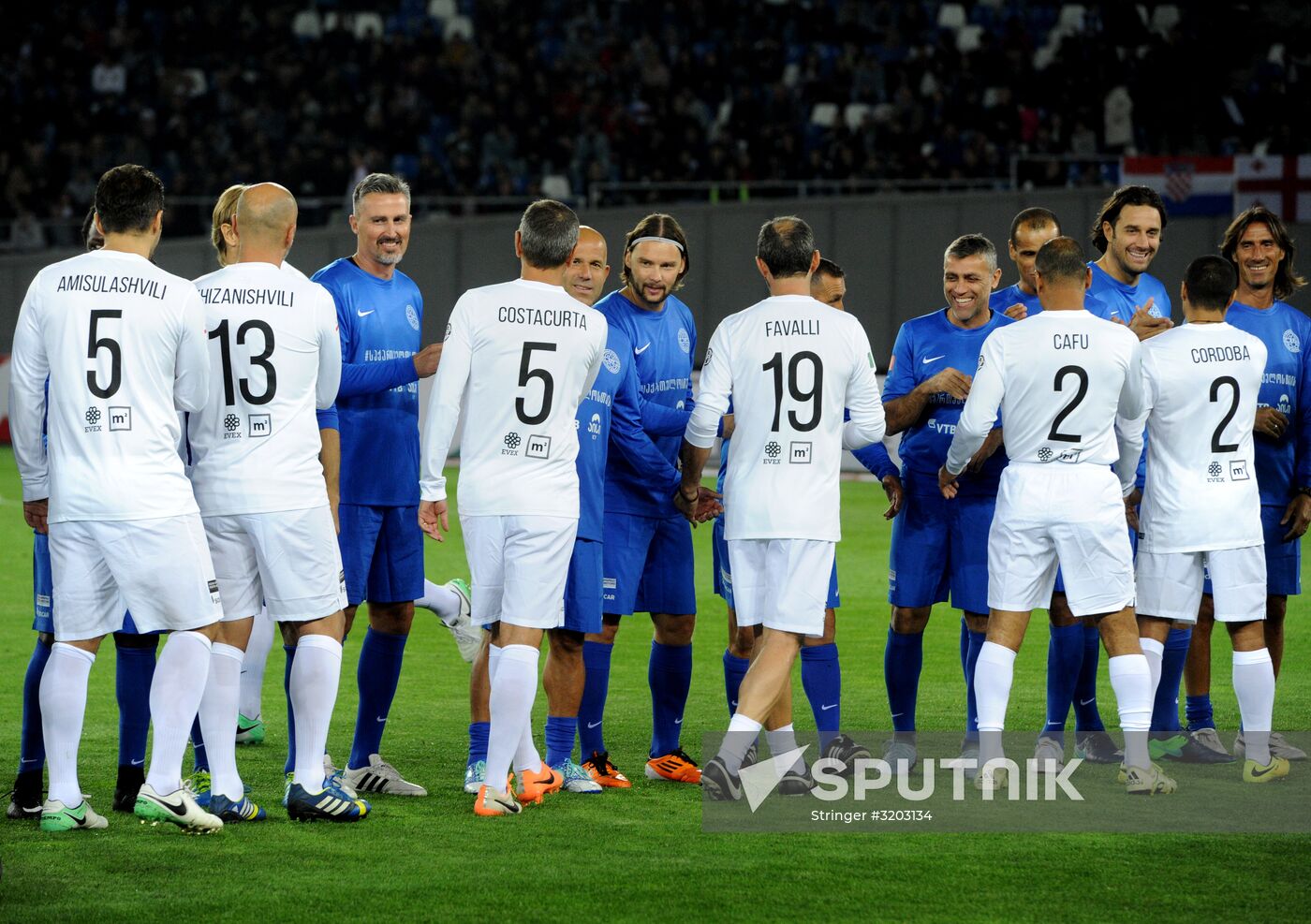 Charity match featuring international football stars in Tbilisi