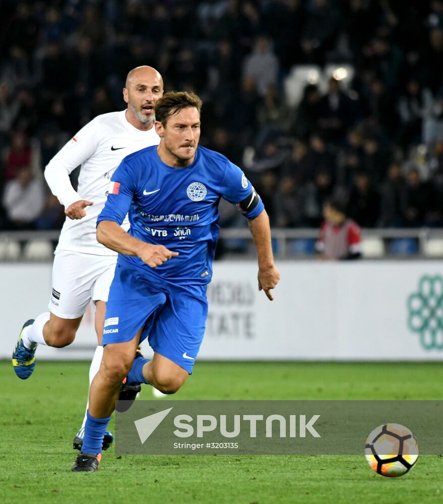 Charity match featuring international football stars in Tbilisi