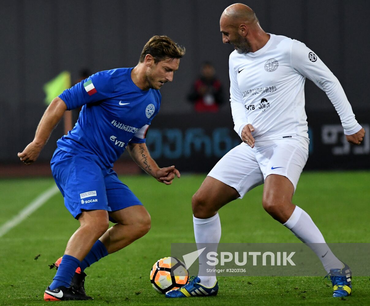 Charity match featuring international football stars in Tbilisi