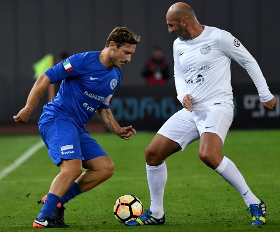 Charity match featuring international football stars in Tbilisi