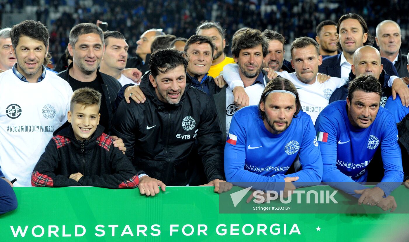 Charity match featuring international football stars in Tbilisi