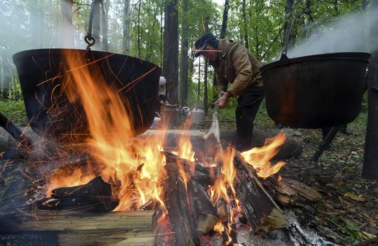 Mari native religion followers hold prayer service in sacred grove
