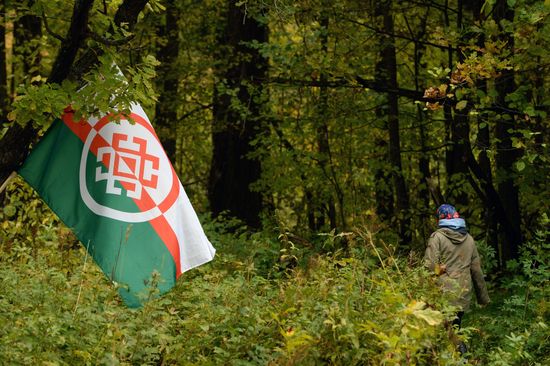 Mari native religion followers hold prayer service in sacred grove