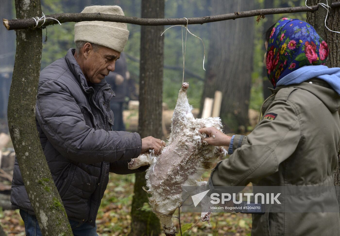 Mari native religion followers hold prayer service in sacred grove