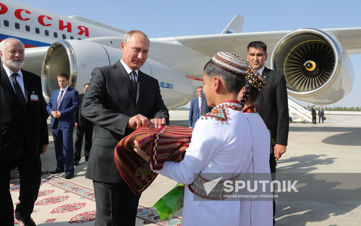 Russian President Vladimir Putin visits Turkmenistan