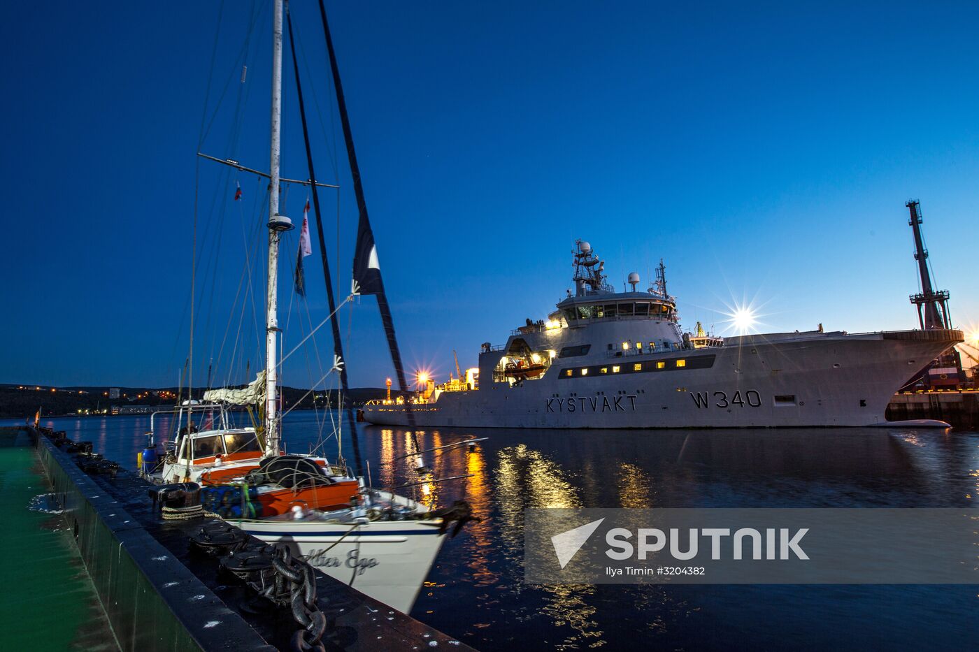 Ships in Kola Bay harbors