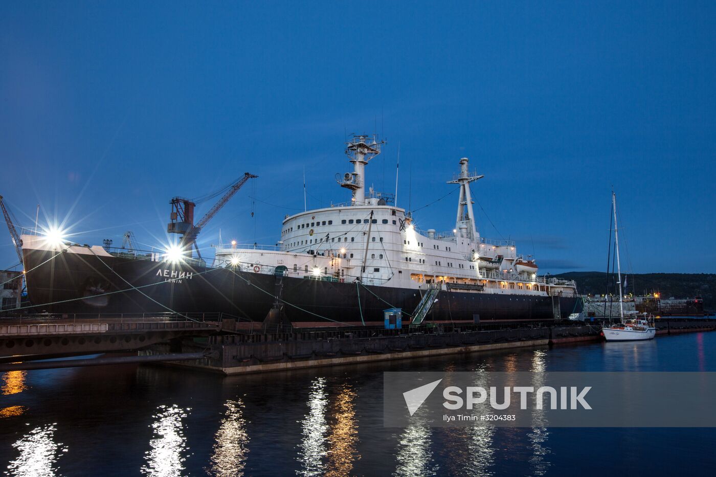Ships in Kola Bay harbor
