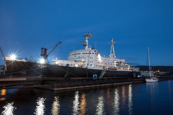 Ships in Kola Bay harbor