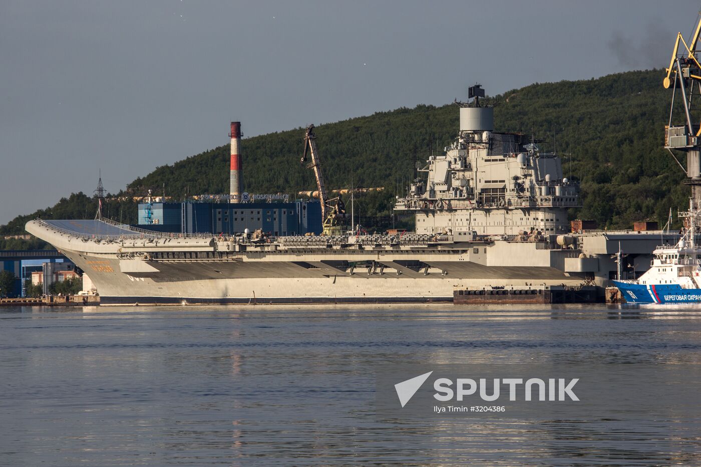 Ships in Kola Bay harbor