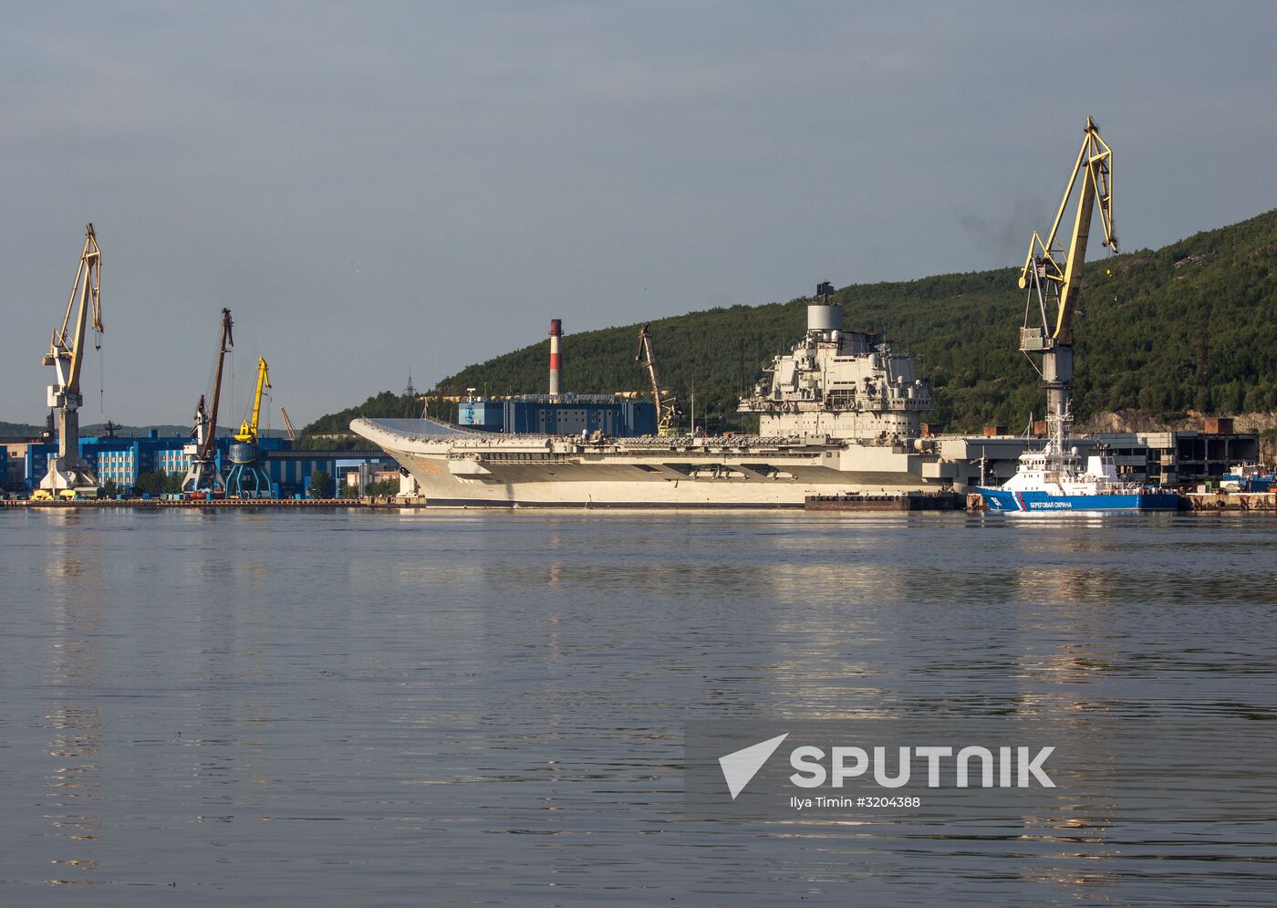 Ships in Kola Bay harbor