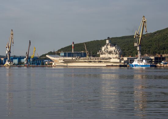 Ships in Kola Bay harbor