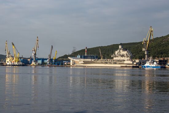 Ships in Kola Bay harbor