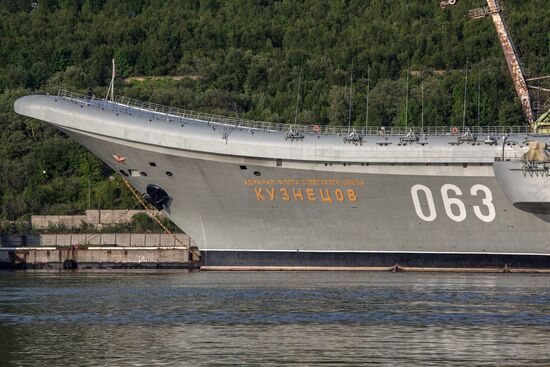 Ships in Kola Bay harbor