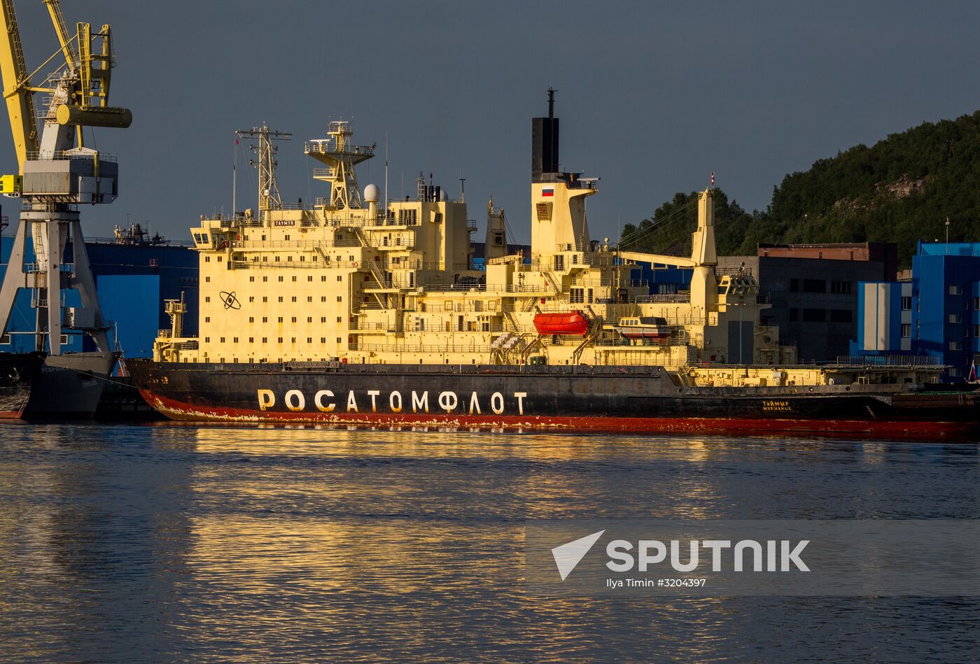 Ships in Kola Bay harbor