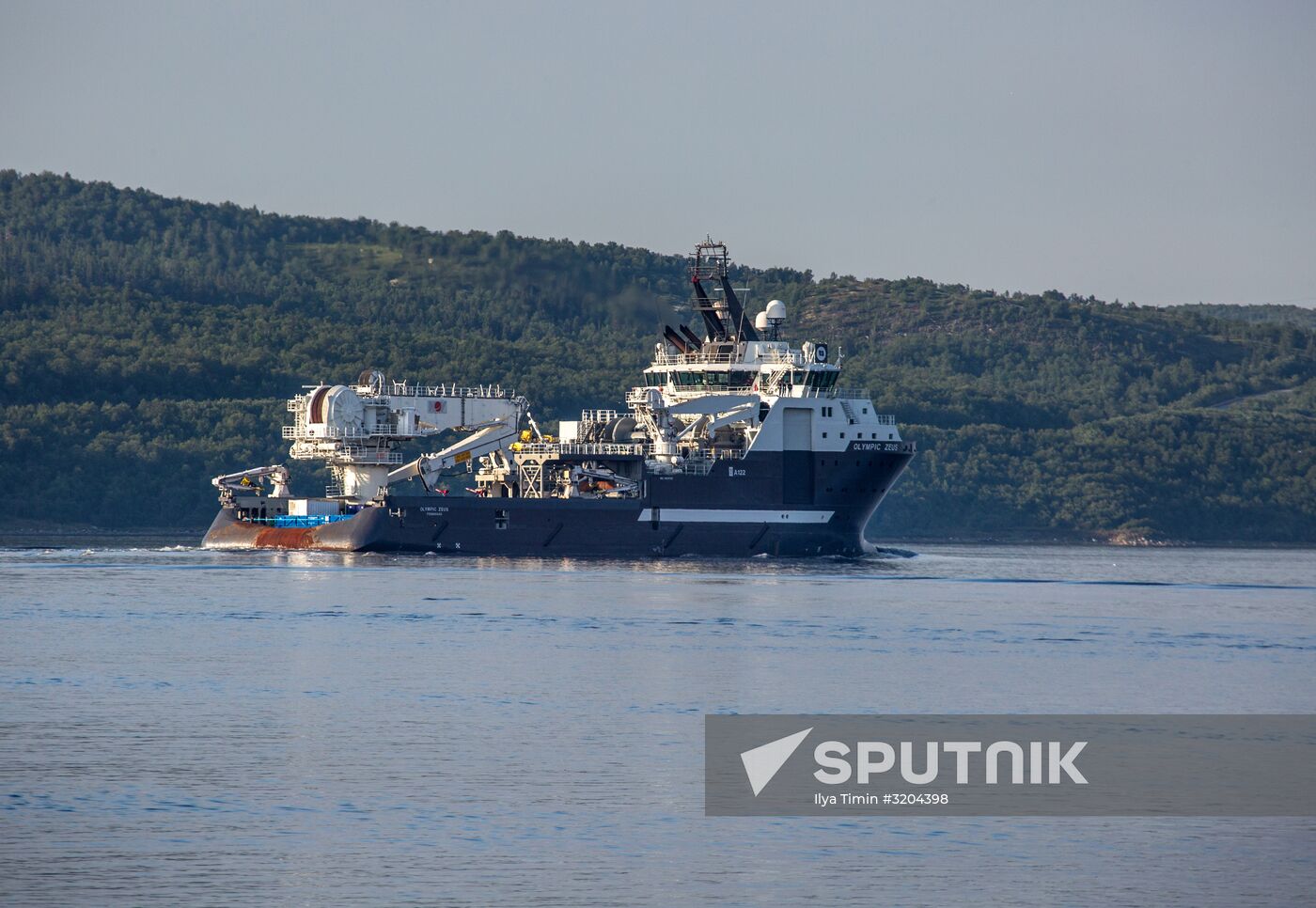 Ships in Kola Bay harbor