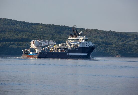 Ships in Kola Bay harbor