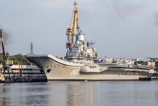 Ships in Kola Bay harbor