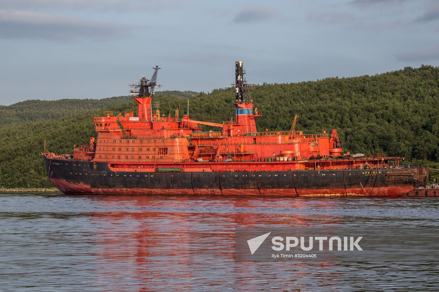 Ships in Kola Bay harbor