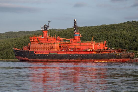 Ships in Kola Bay harbor