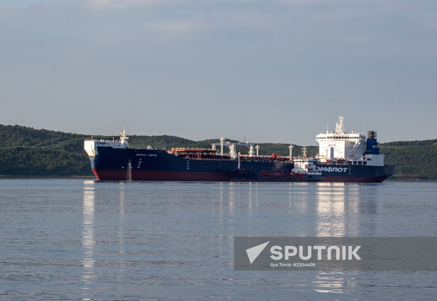 Ships in Kola Bay harbor