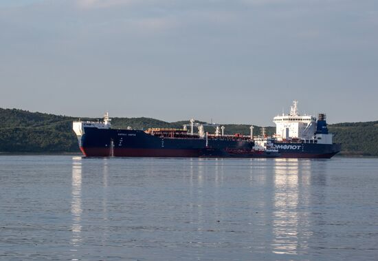 Ships in Kola Bay harbor
