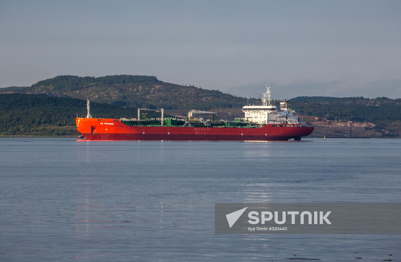 Ships in Kola Bay harbor