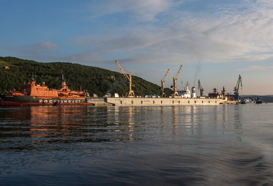 Ships in Kola Bay harbor