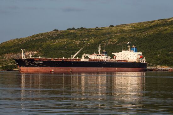 Ships in Kola Bay harbor