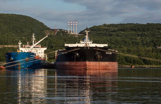 Ships in Kola Bay harbor