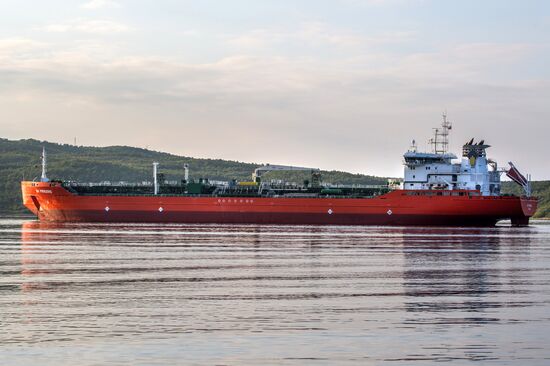 Ships in Kola Bay harbor